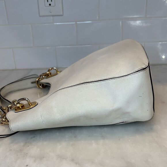 Michael Kors Bag Purse Handbag Lily Saffiano Leather Gold Chain Tote Shoulder - Picture 10 of 16